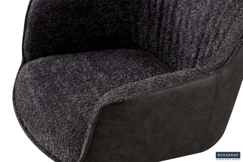 Stoel 'Lucie' Bouclé Grijs Rug PU Lichtgrijs - RS