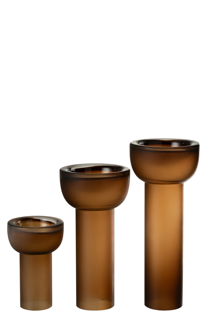 Vaas/Kaarsenhouder Yoko Glas Bruin L - J-LINE