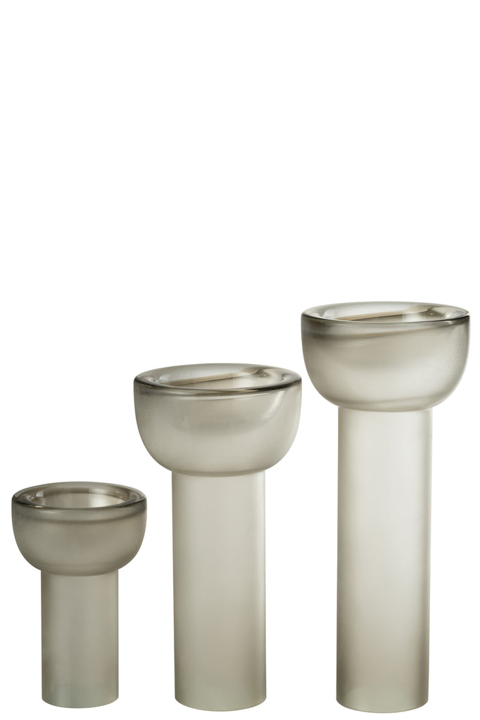 Vaas/Kaarsenhouder Yara Glas Greige L - J-LINE