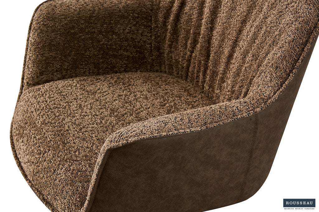 Stoel 'Lucie' Bouclé Zand Rug PU Bruin - RS