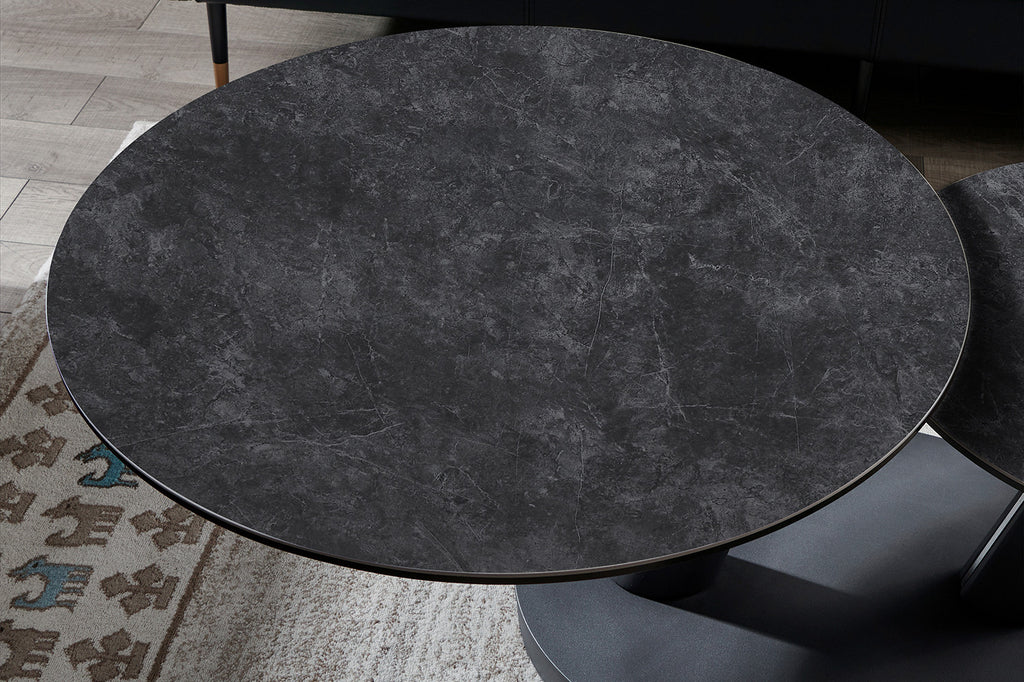 Salontafel 'Sapporo' Rond Draaibaar Steen Donkergrijs - RS