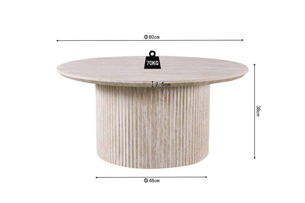 Salontafel 'Lagos' 80 cm Rond Decor Travertin Beige - RS