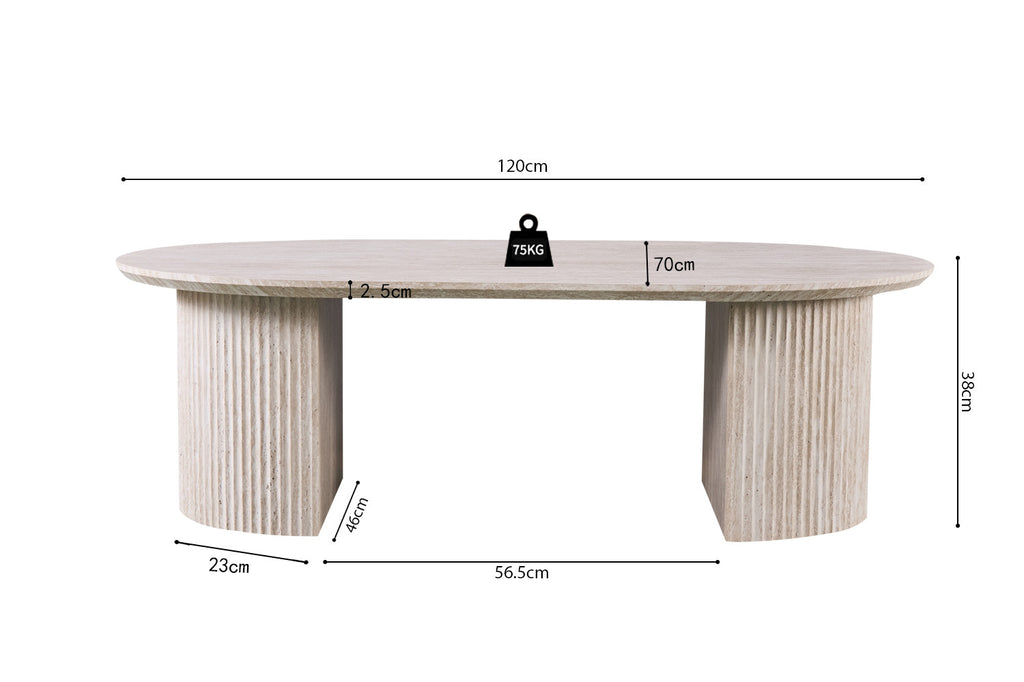 Salontafel 'Lagos' 120 cm Ovaal Decor Travertin Beige - RS
