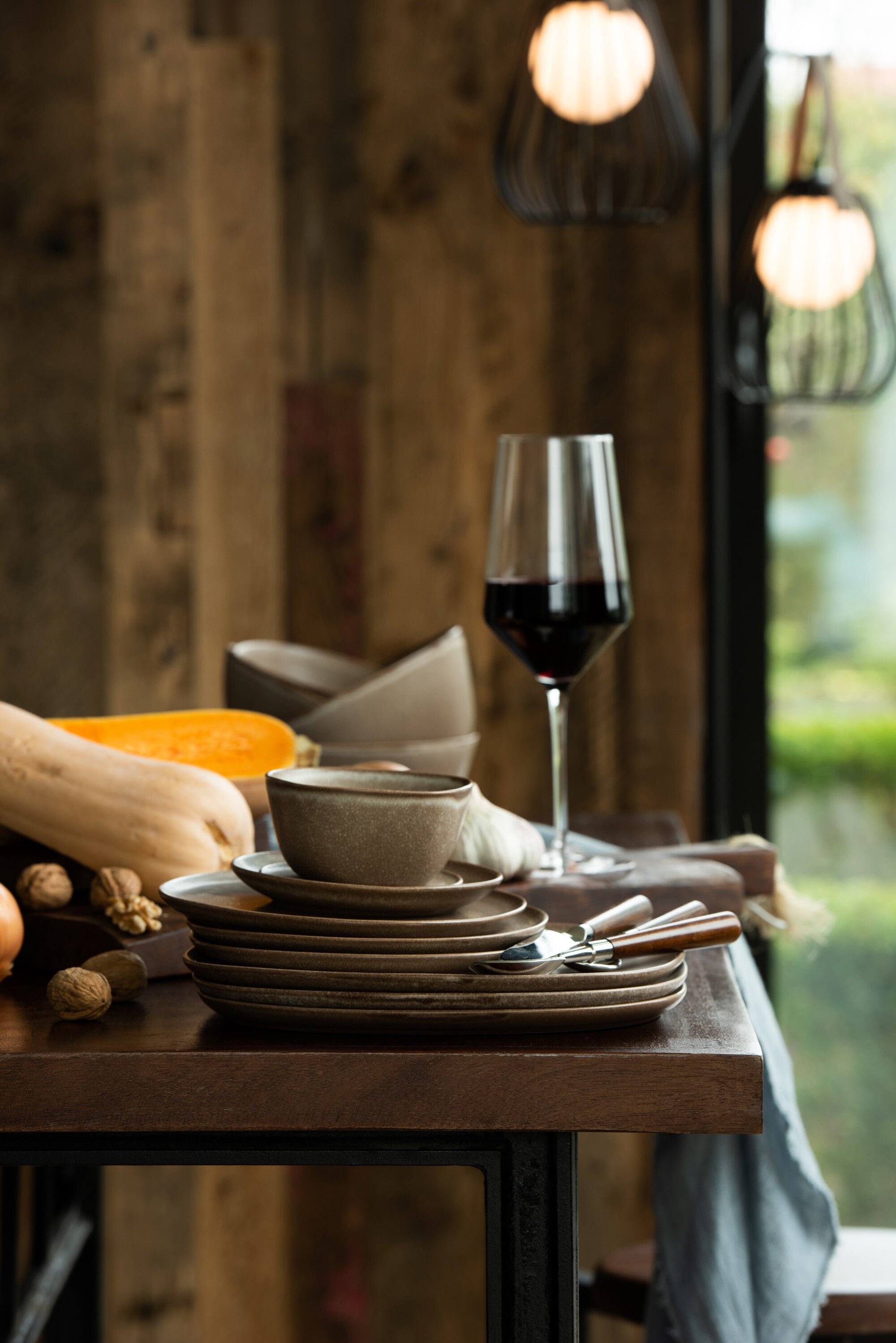 Kom Louise keramiek Cognac L - J-LINE