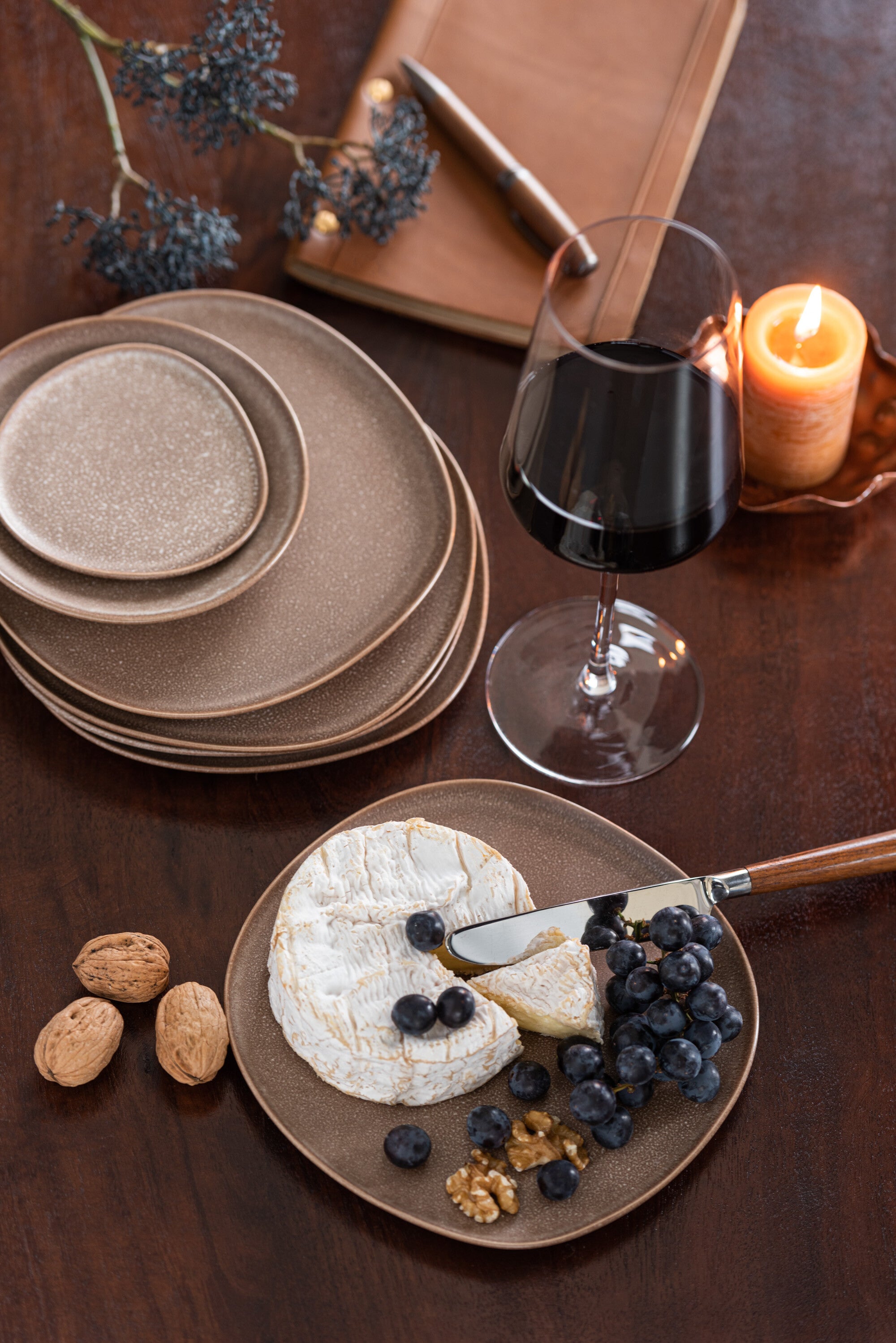 Bord Louise Keramiek Cognac M - J-LINE