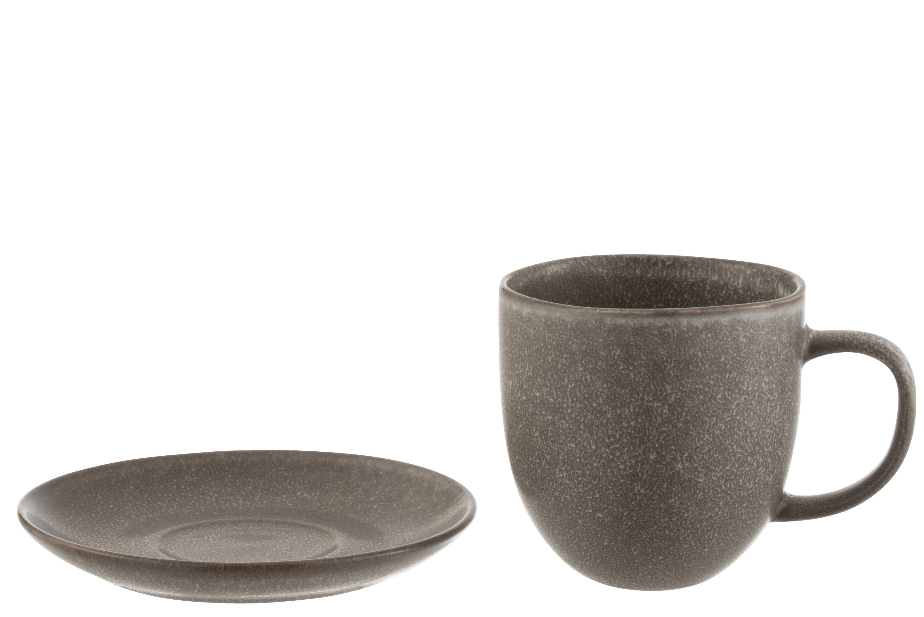 Mok + Onderzetter Louise Keramiek Bruin - J-LINE