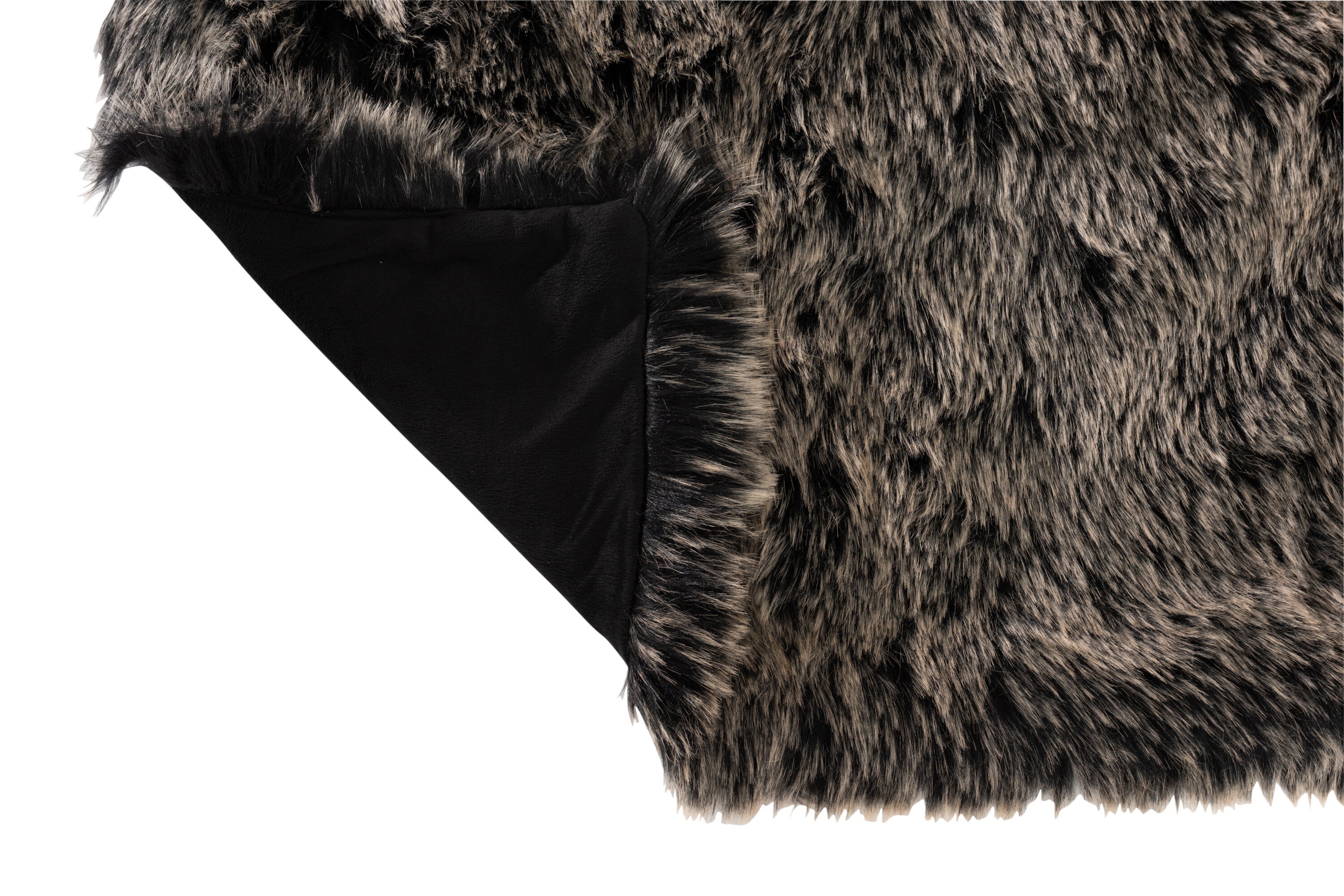 Tapis de sol long en fausse fourrure gris/noir/blanc - J-LINE