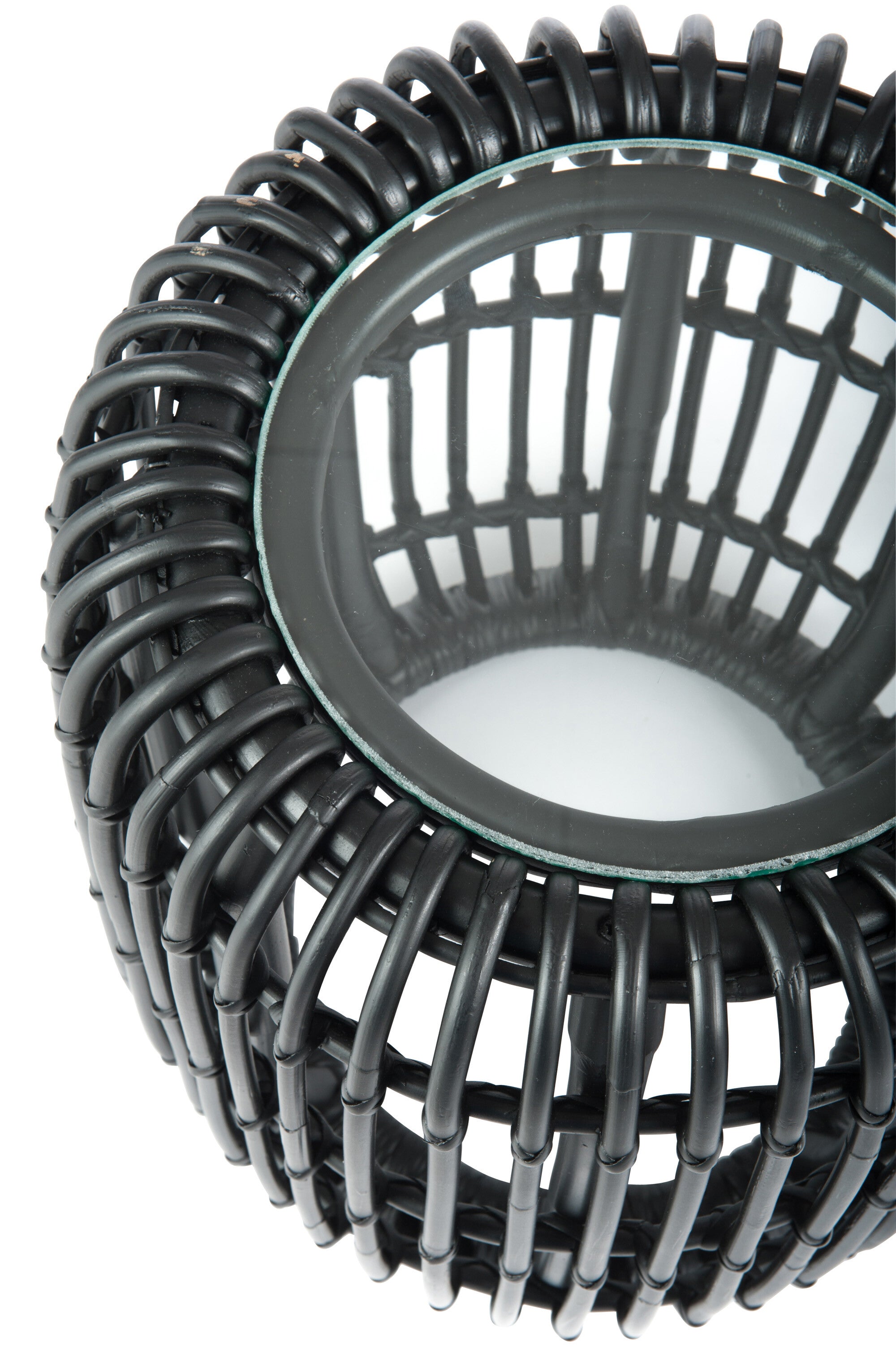 Bijzettafel rotan/glas mat zwart - J-LINE