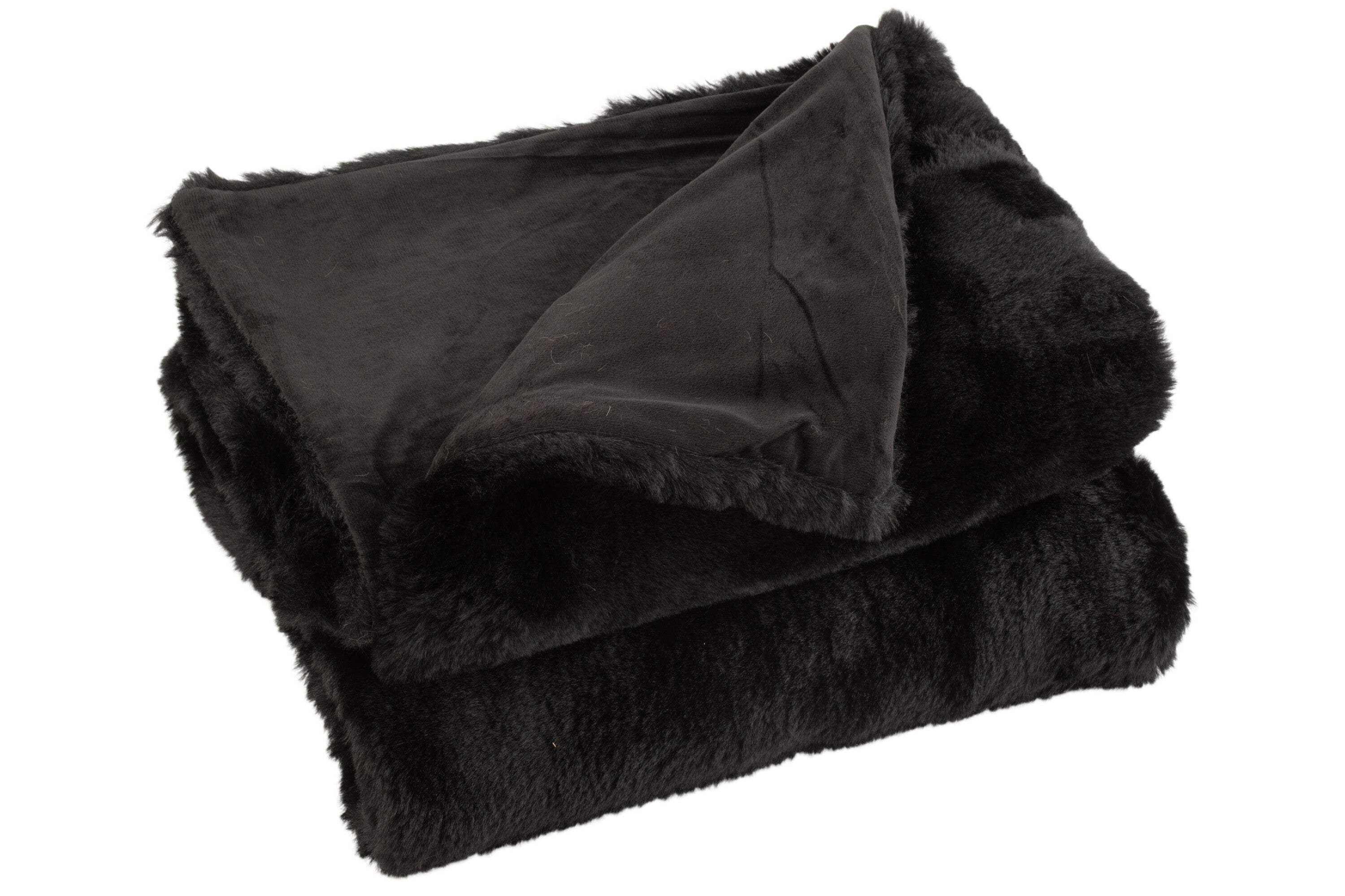 Plaid en polyester noir - J-LINE