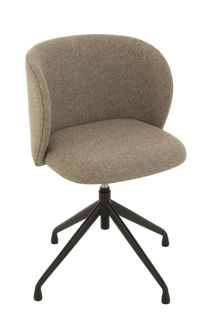 Chaise réglable et rotative en lin marron foncé/beige - J-LINE