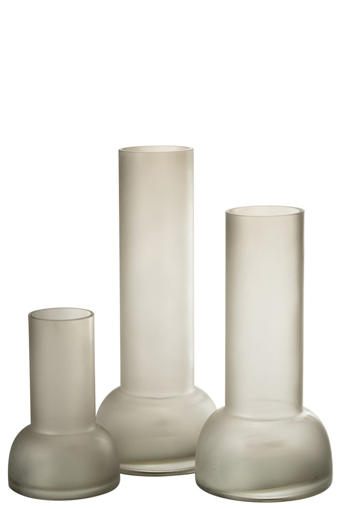 Vaas/Kaarsenhouder Yara Glas Greige L - J-LINE