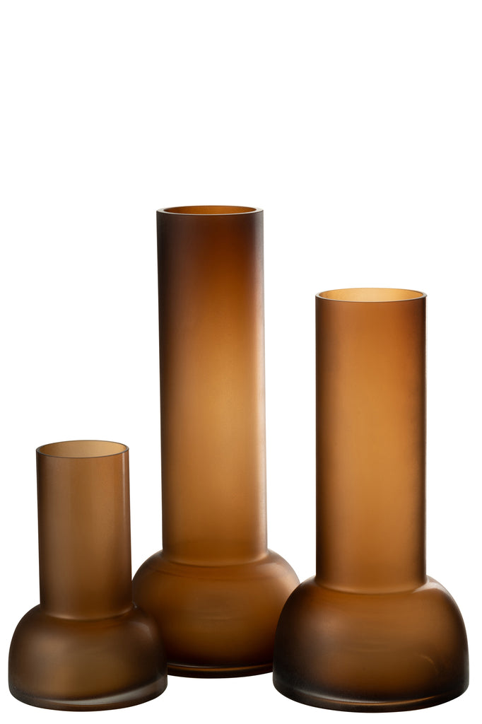 Vaas/Kaarsenhouder Yoko Glas Bruin L - J-LINE