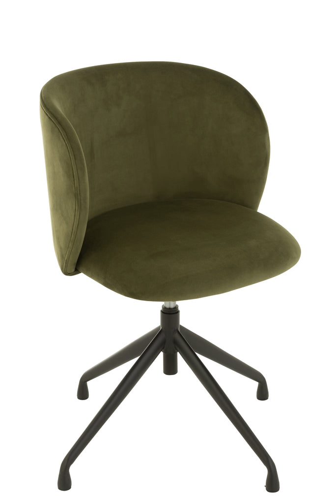 Chaise réglable et rotative en velours vert foncé - J-LINE