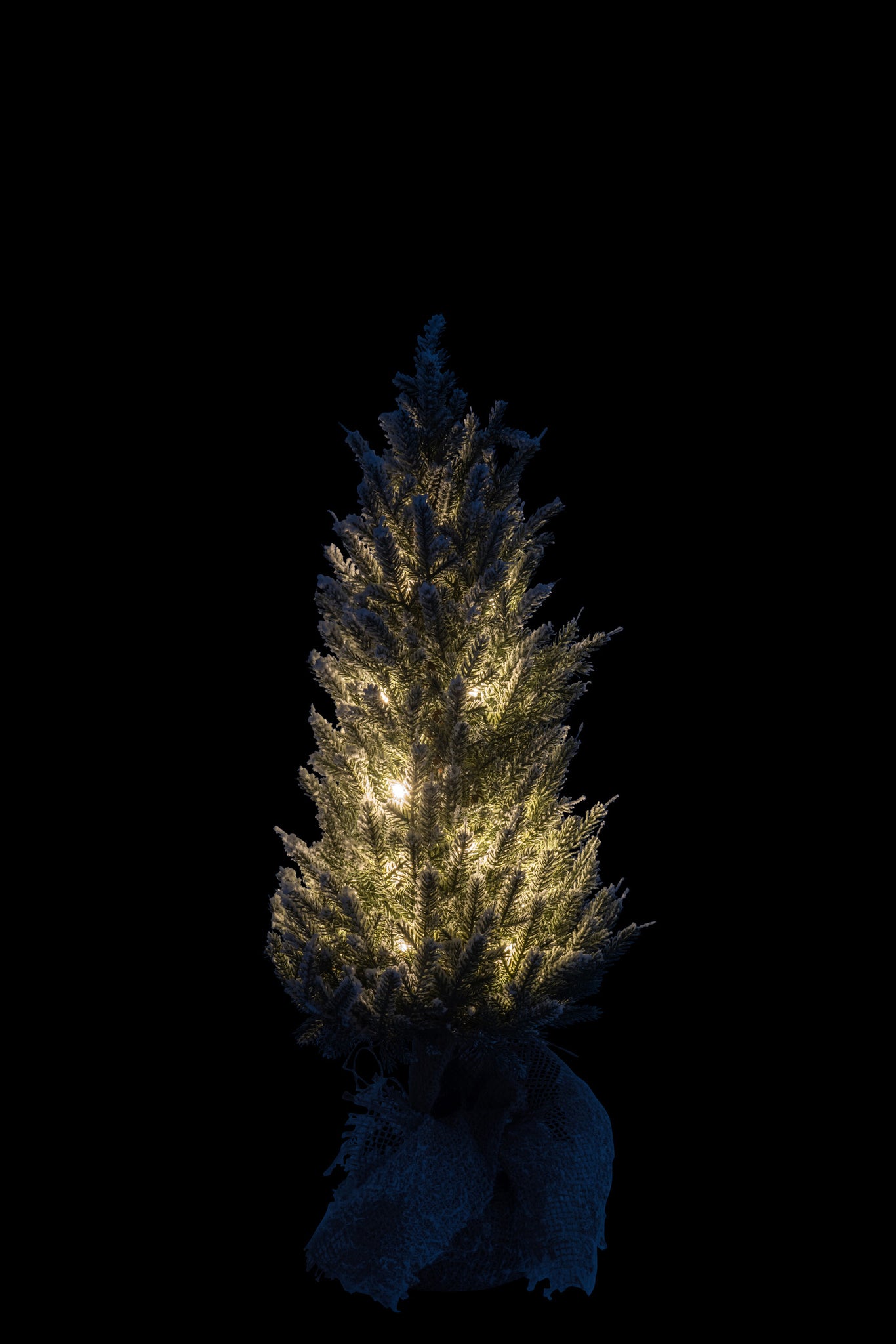 Kerstboom + Led + Pot Jute Plastic Sneeuw Groen M - J-LINE
