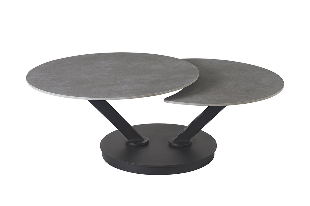 Salontafel 'Nara' Rond Draaibaar Steen Lichtgrijs - RS
