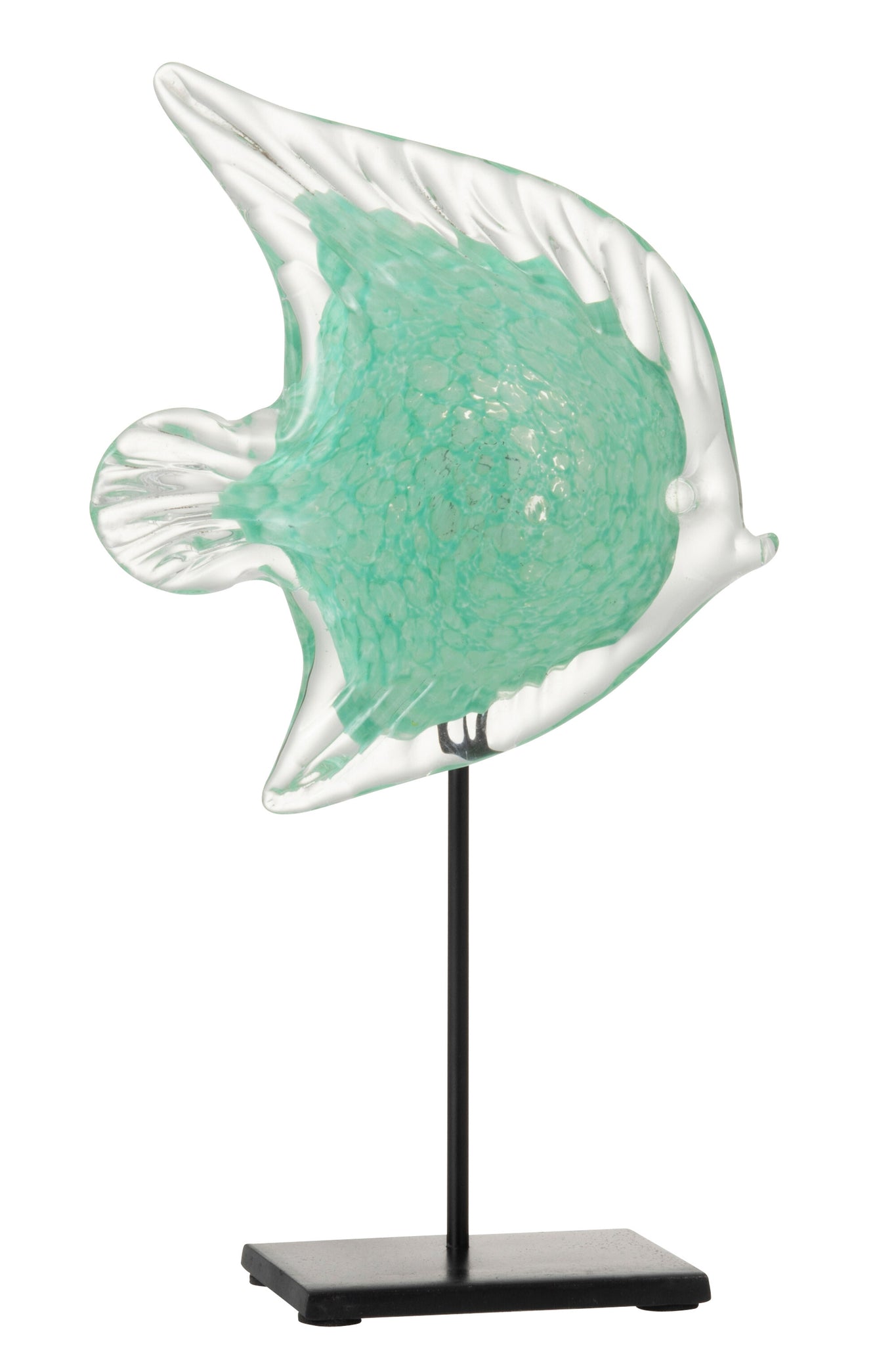 Vis op voet glas/ijzer azuur/zwart L - J-LINE