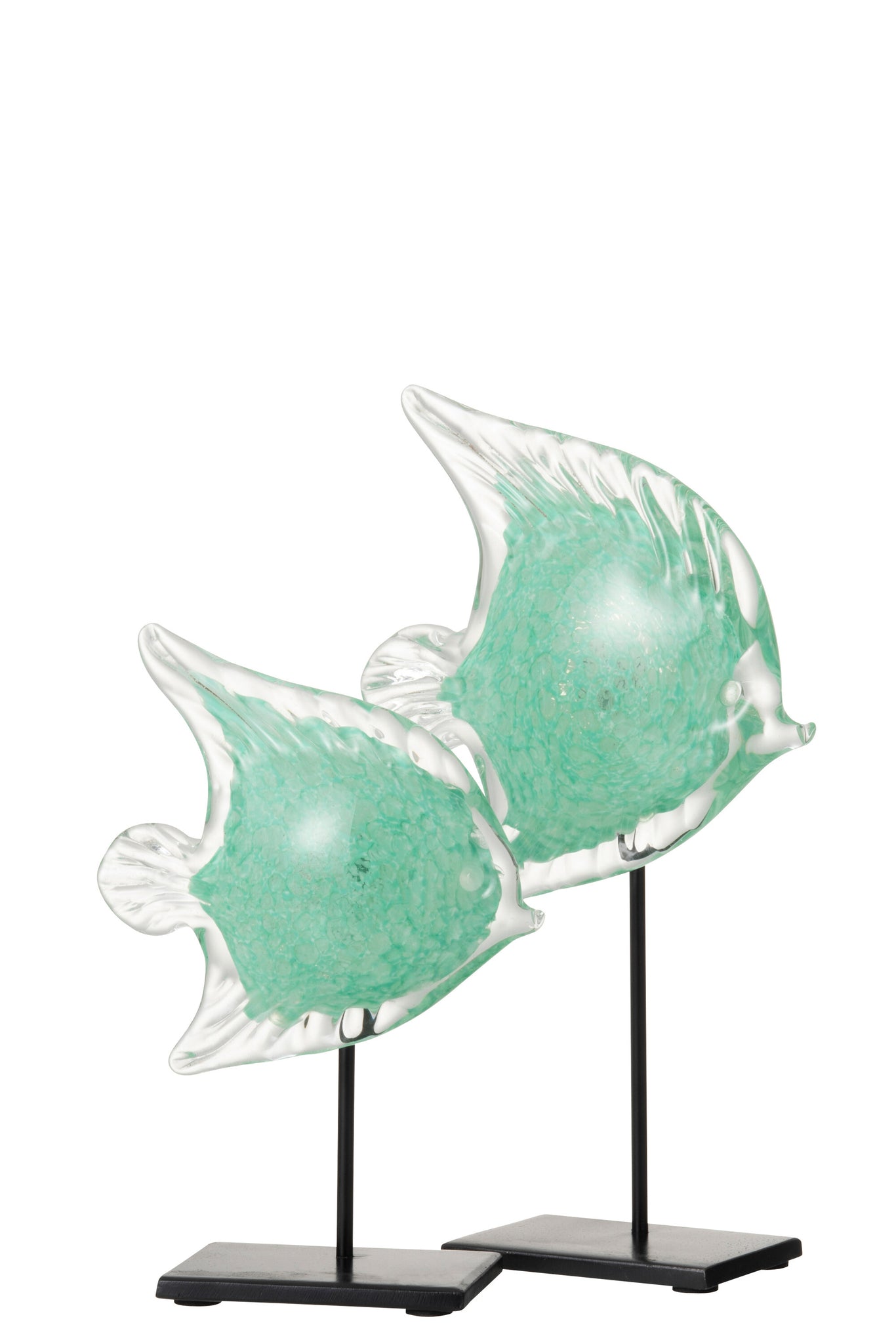 Vis op voet glas/ijzer azuur/zwart L - J-LINE