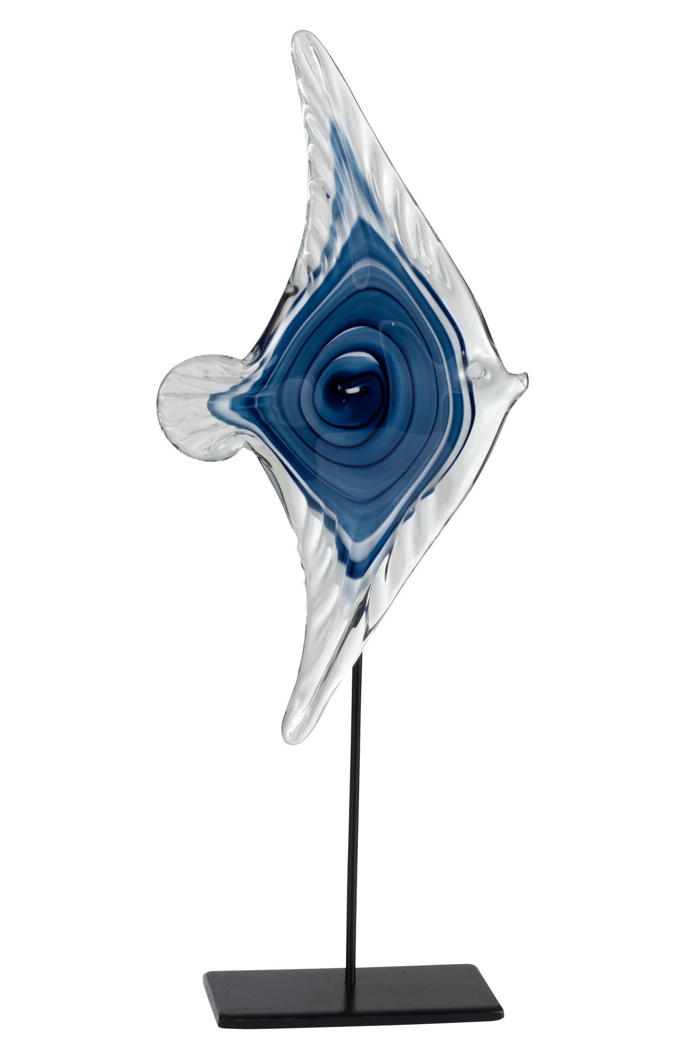 Vis op voet glas/ijzer blauw/wit/zwart L - J-LINE