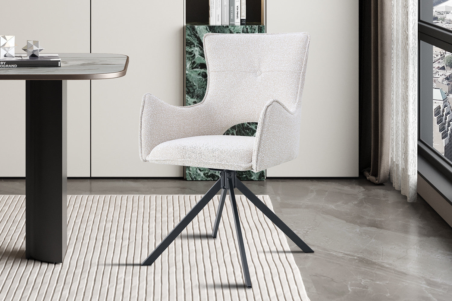 Armstoel 'Billy' Draaibaar tot 0 ecru - RS