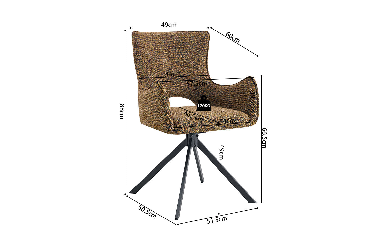 Armstoel 'Billy' Draaibaar tot 0 roest - RS