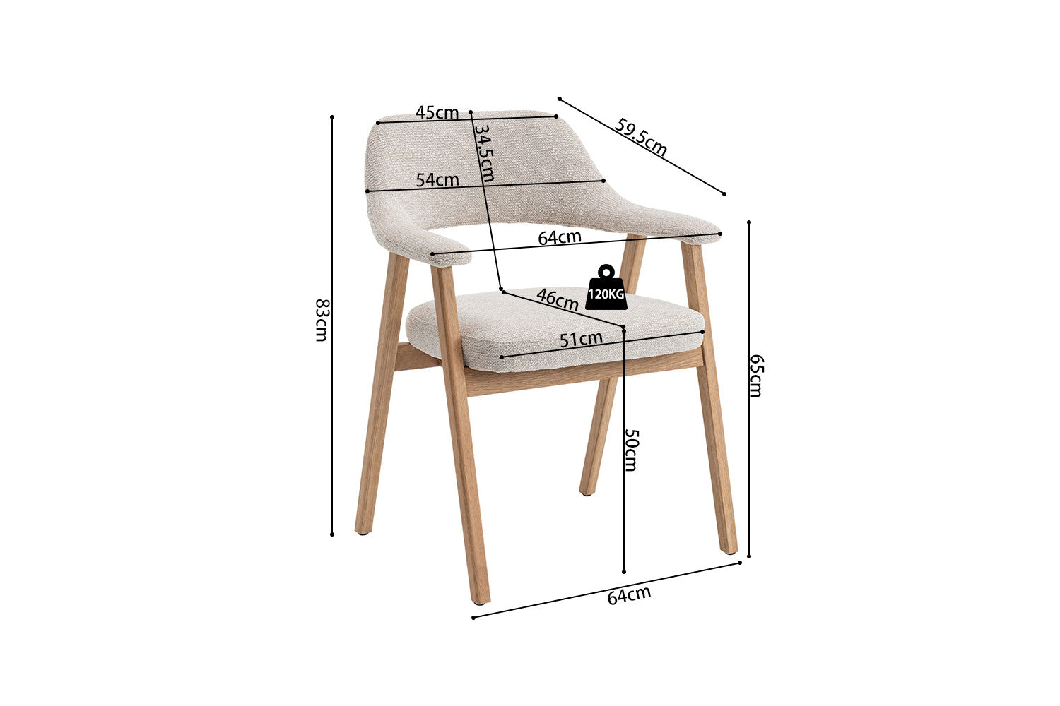 Armstoel 'Coralie' eik massief beige - RS