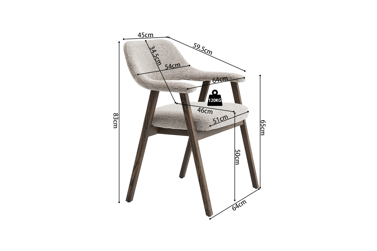 Armstoel 'Coralie' eik massief zand - RS