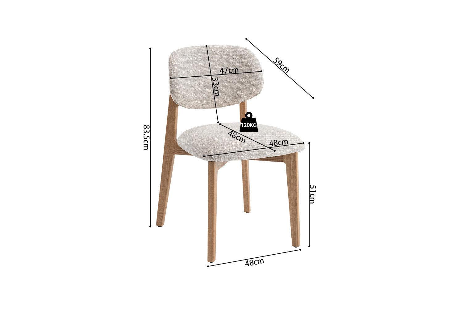 Eetkamerstoel 'Carmen' eik massief beige - RS