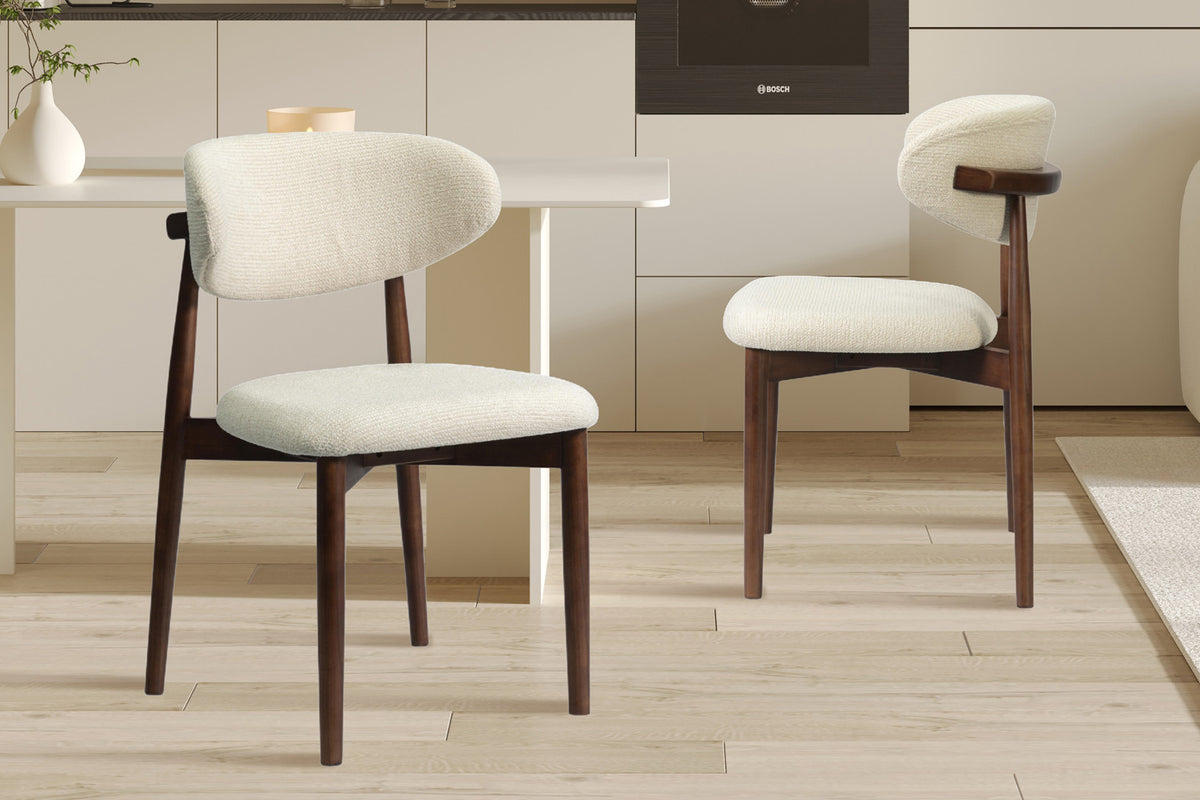 Stoel 'Clara' Essenhout Walnoot Ote Milan 103 Beige - RS