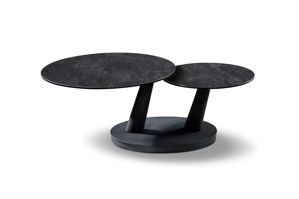 Salontafel 'Sapporo' Rond Draaibaar Steen Donkergrijs - RS