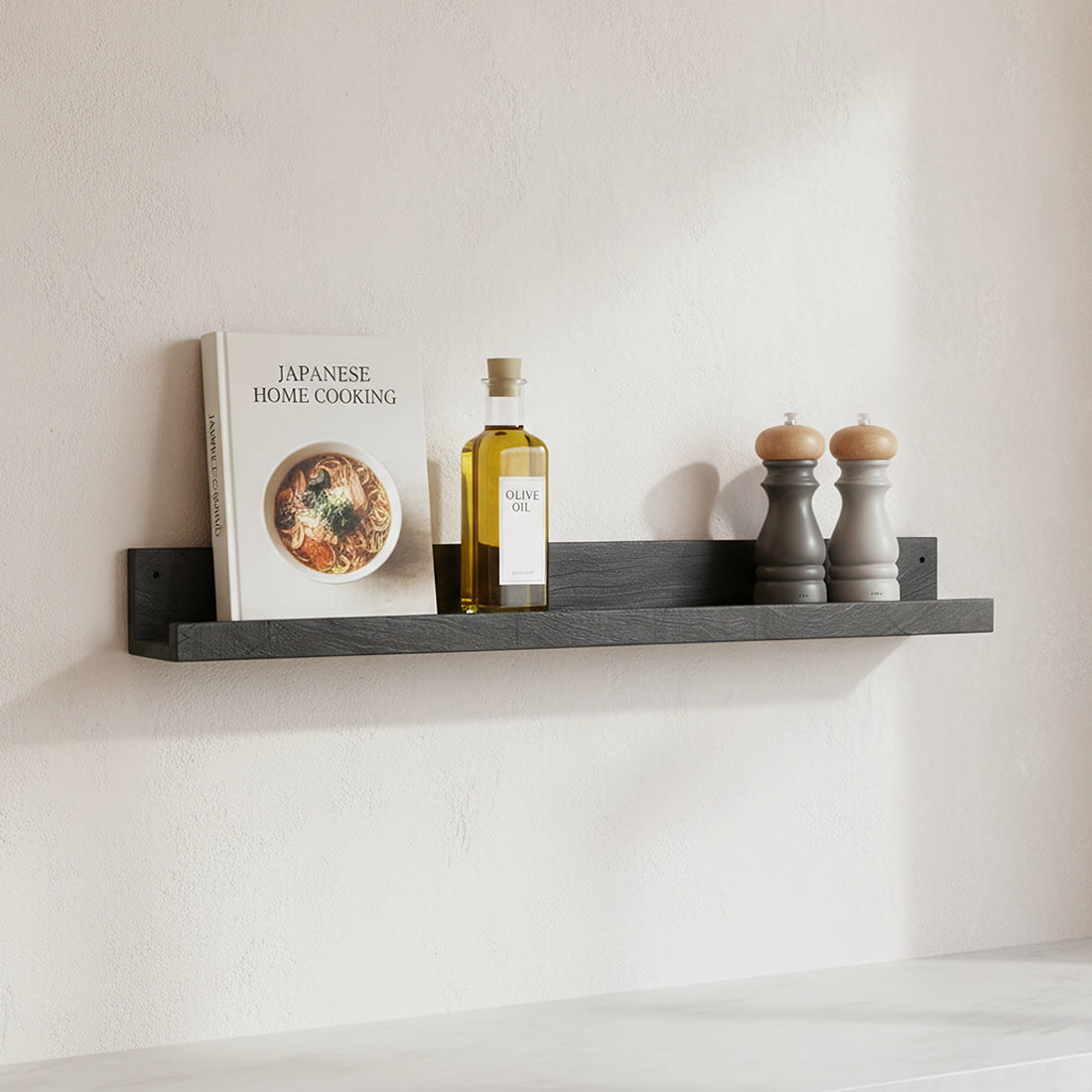 Factory wandplank zwart - FSC-gerecycled hout - 75x8x8 cm - RAW