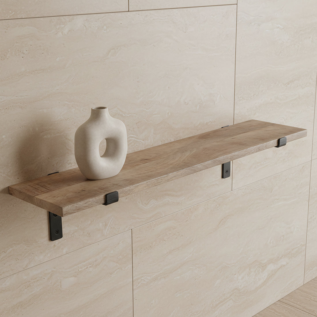 Mangohouten wandplank - 80 cm - RAW