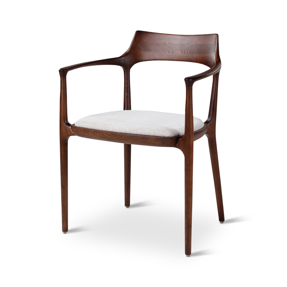 Fauteuil de table Moris, pieds en bois de frêne noir - VDC