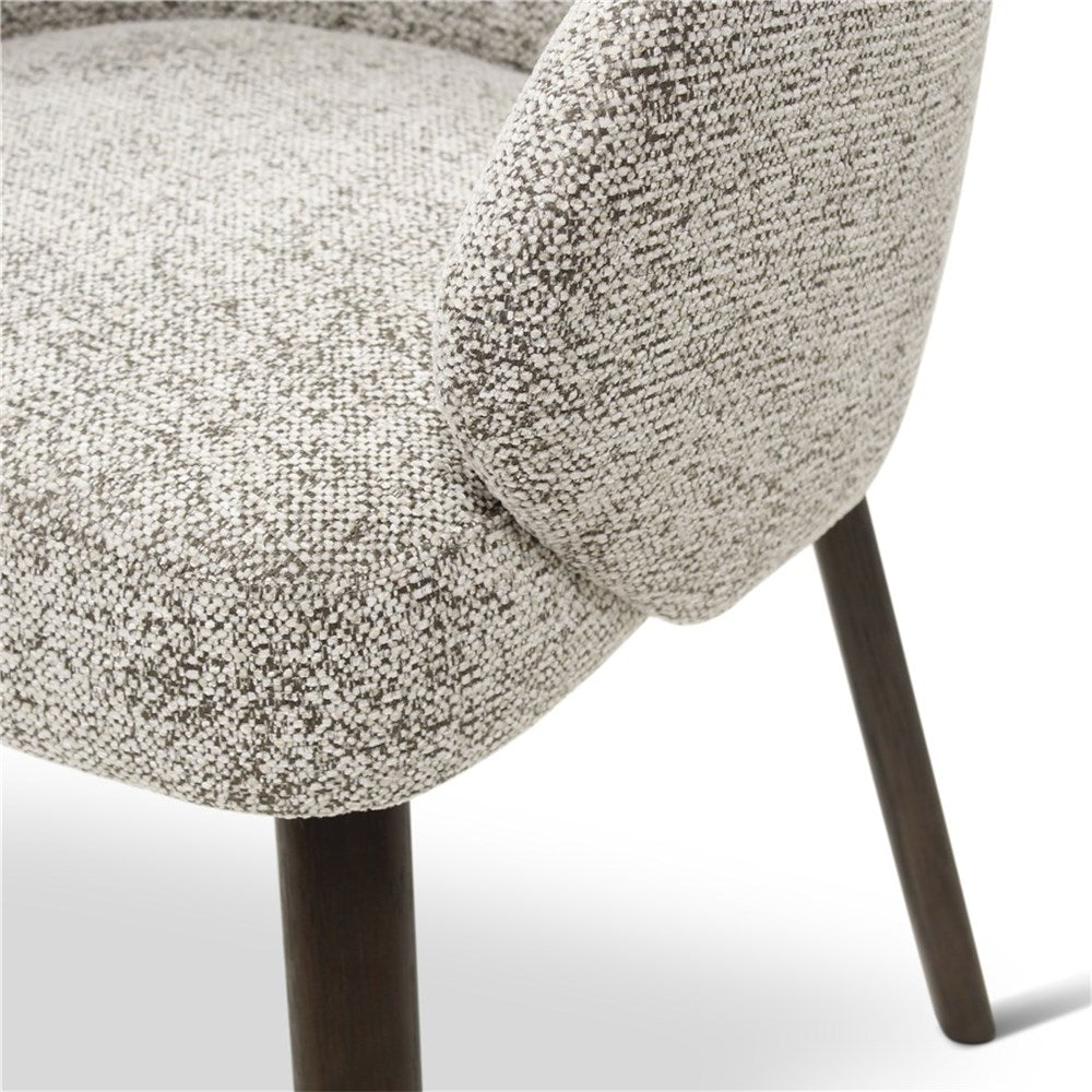 Armstoel Bolly coconut, houten poten eik donkerbruin - VDC