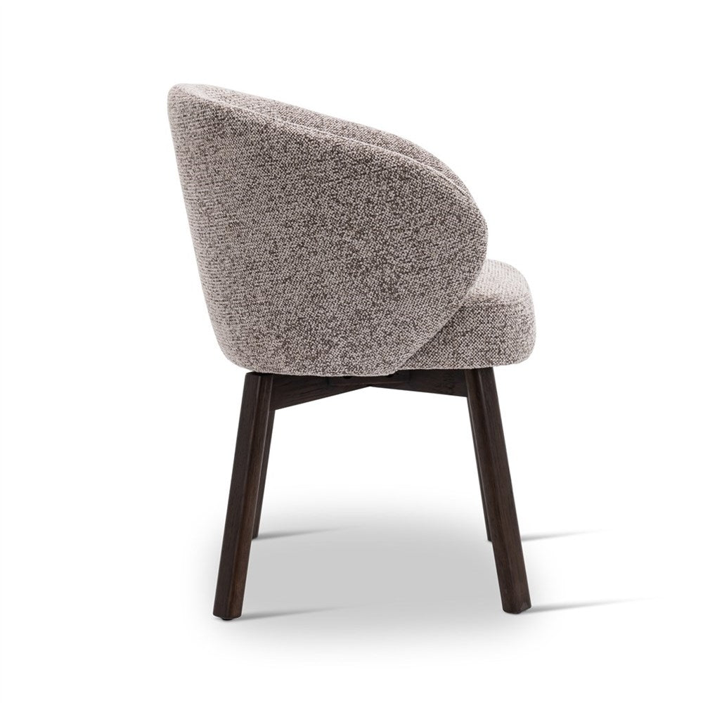 Armstoel Bolly coconut, houten poten eik donkerbruin - VDC