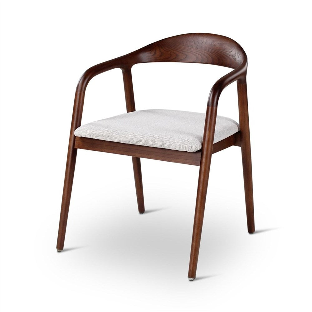Armstoel Kaya beige, houten poten es walnoot - VDC