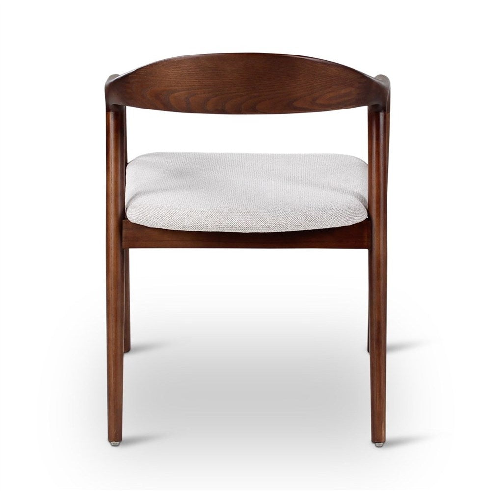 Armstoel Kaya beige, houten poten es walnoot - VDC