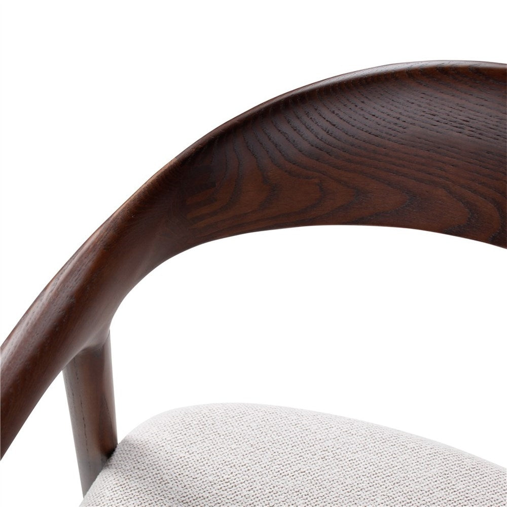 Armstoel Kaya beige, houten poten es walnoot - VDC