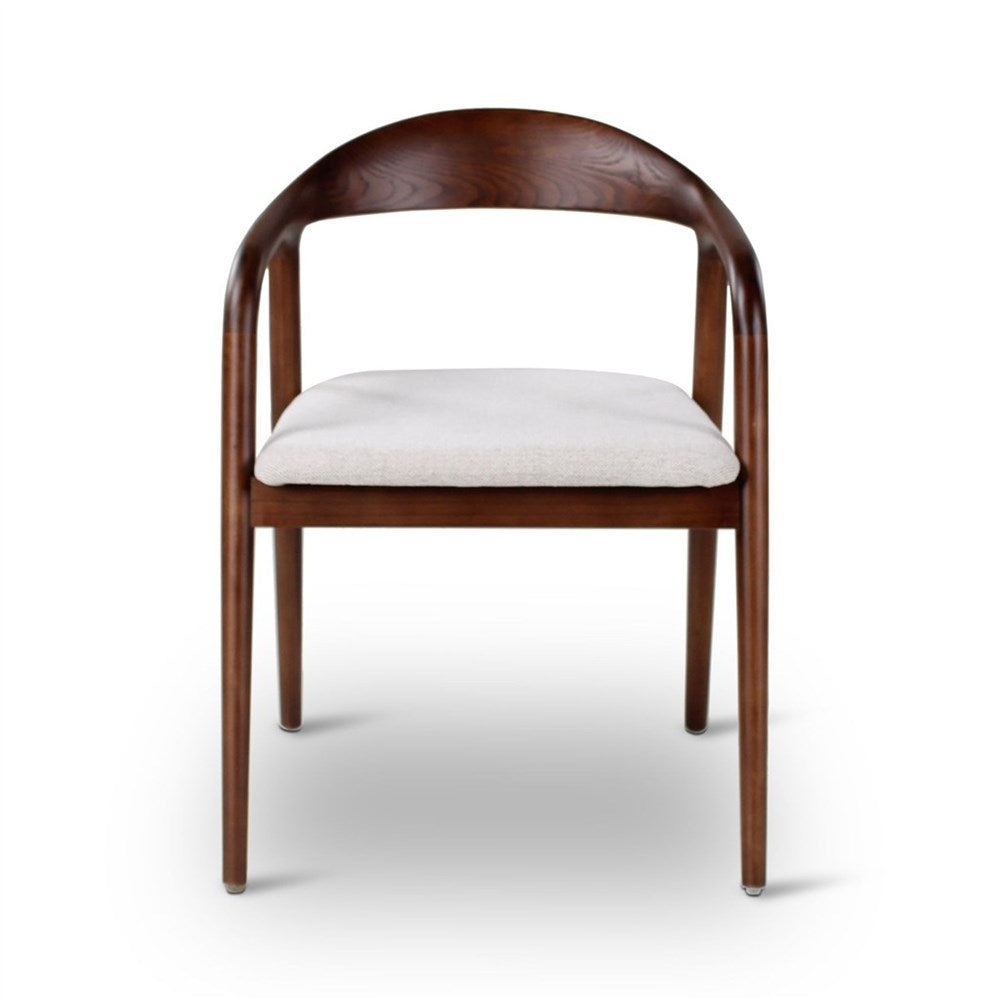 Armstoel Kaya beige, houten poten es walnoot - VDC
