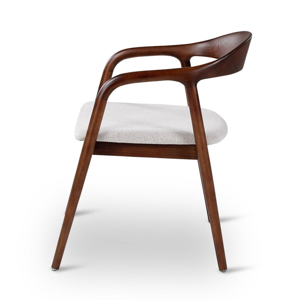 Armstoel Kaya beige, houten poten es walnoot - VDC
