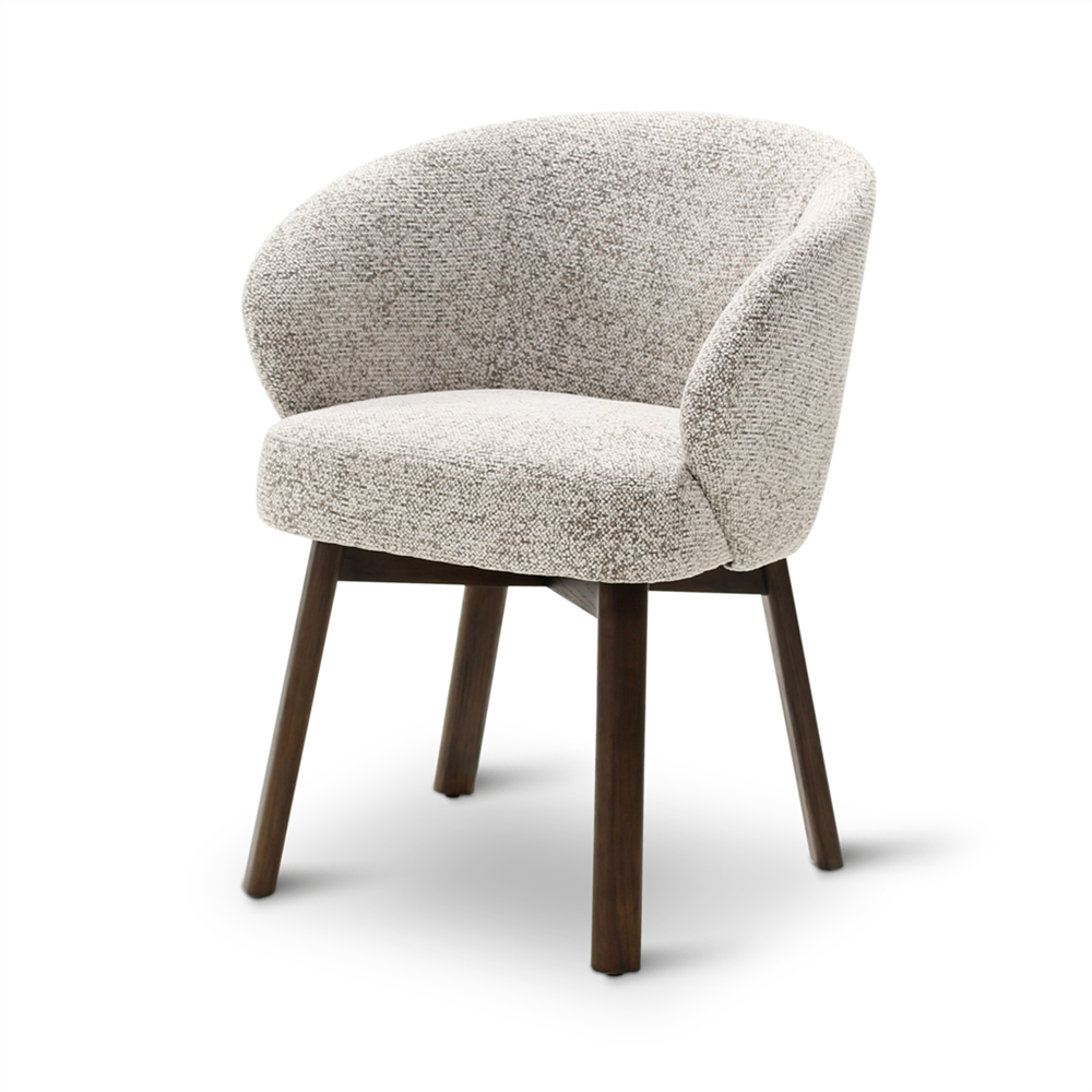 Armstoel Bolly coconut, houten poten eik donkerbruin - VDC