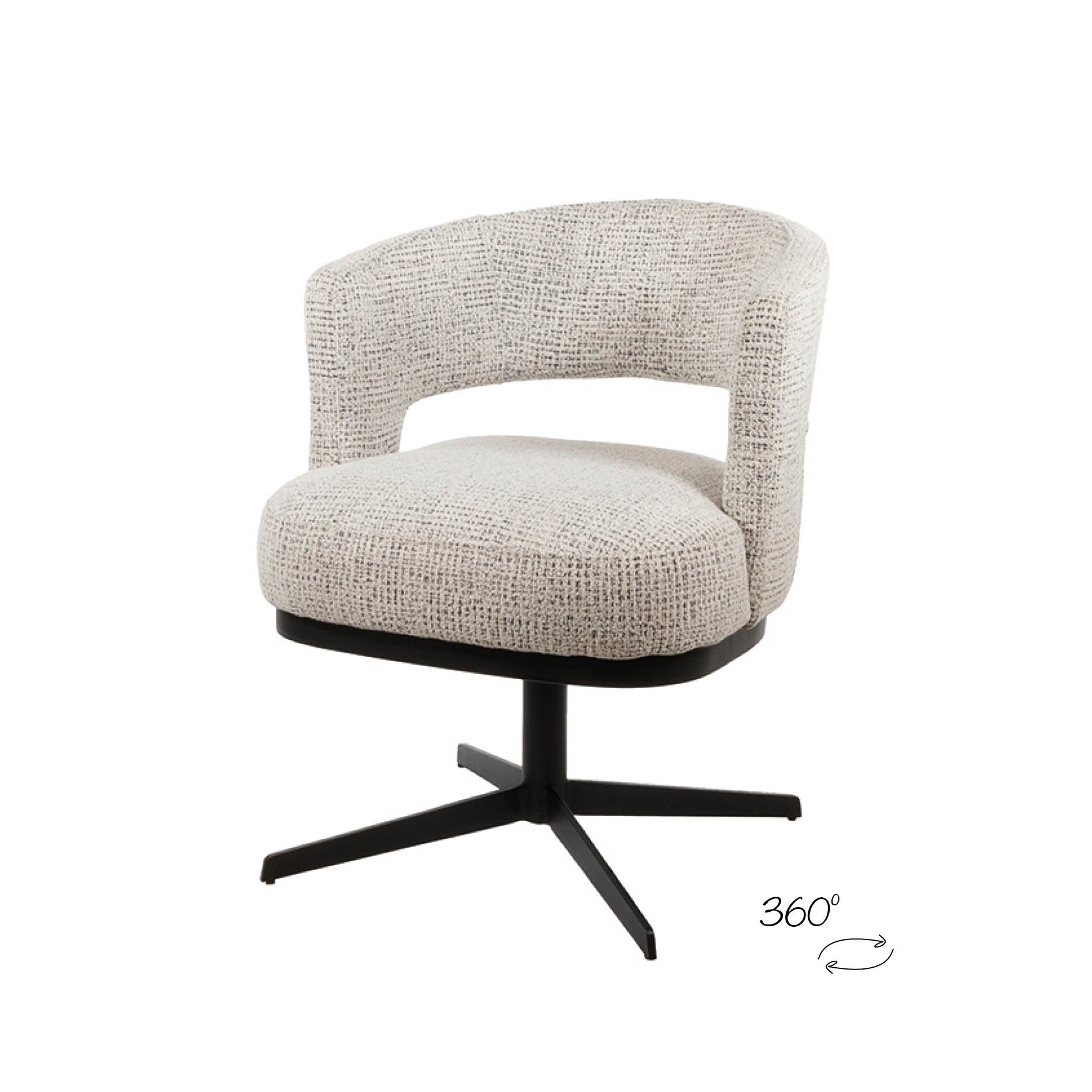 Bruce eetkamerstoel - draaipoot 360 - Coco/Salt 'n Pepper - NW