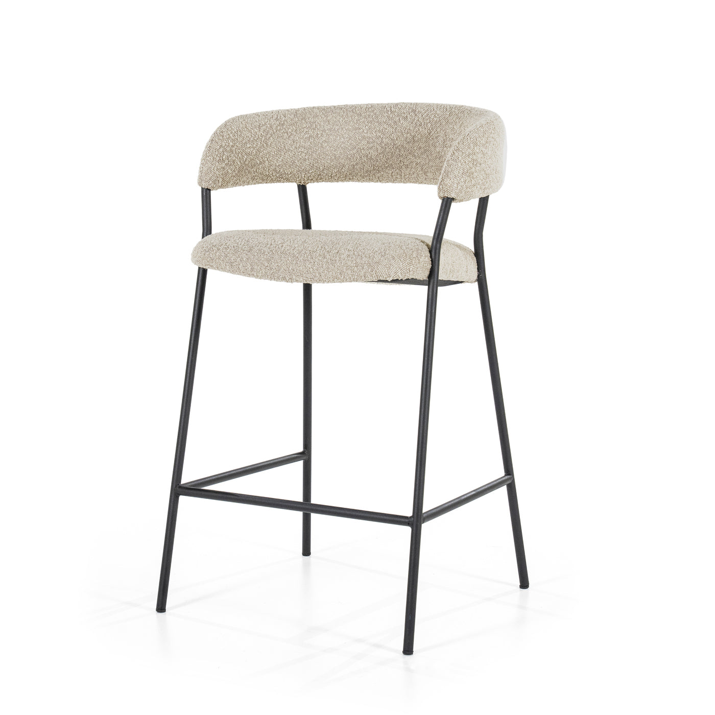 Barstoel Luka - bouclé - antraciet, beige, mosgroen of taupe - ELEO