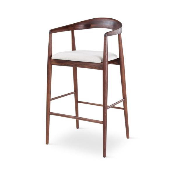 Tabouret de bar Pura noyer avec coussin au choix, sur mesure - VDC