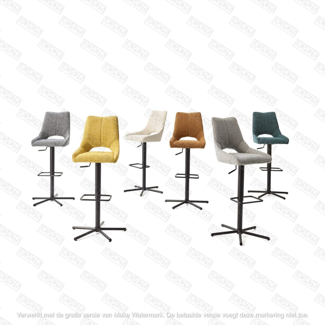 Verstelbare barstoel Gaston, draaibare metalen poot (+pomp) - LV