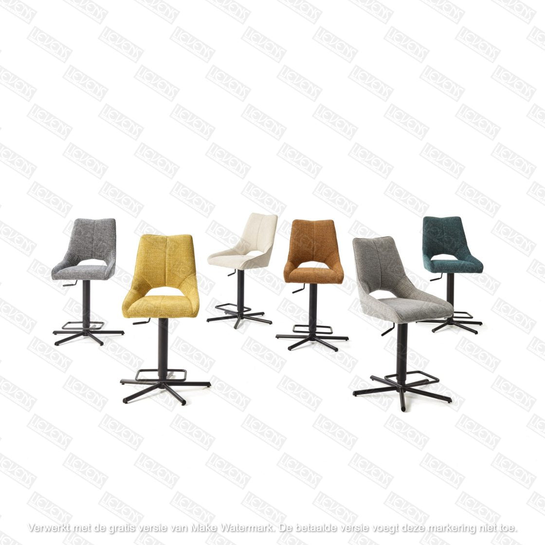 Verstelbare barstoel Gaston, draaibare metalen poot (+pomp) - LV