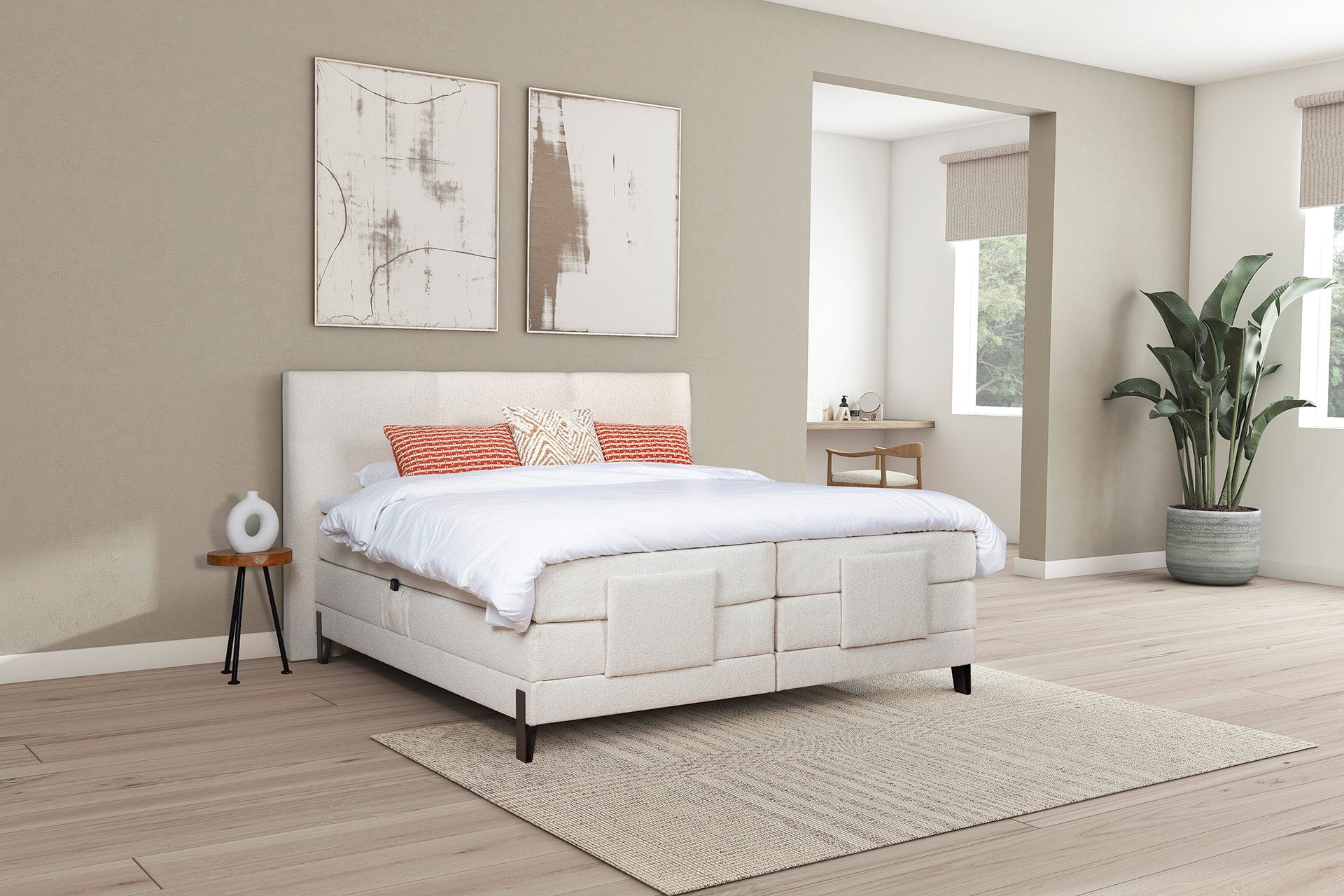 Bed Jorn met gestoffeerde matras en topper VLS