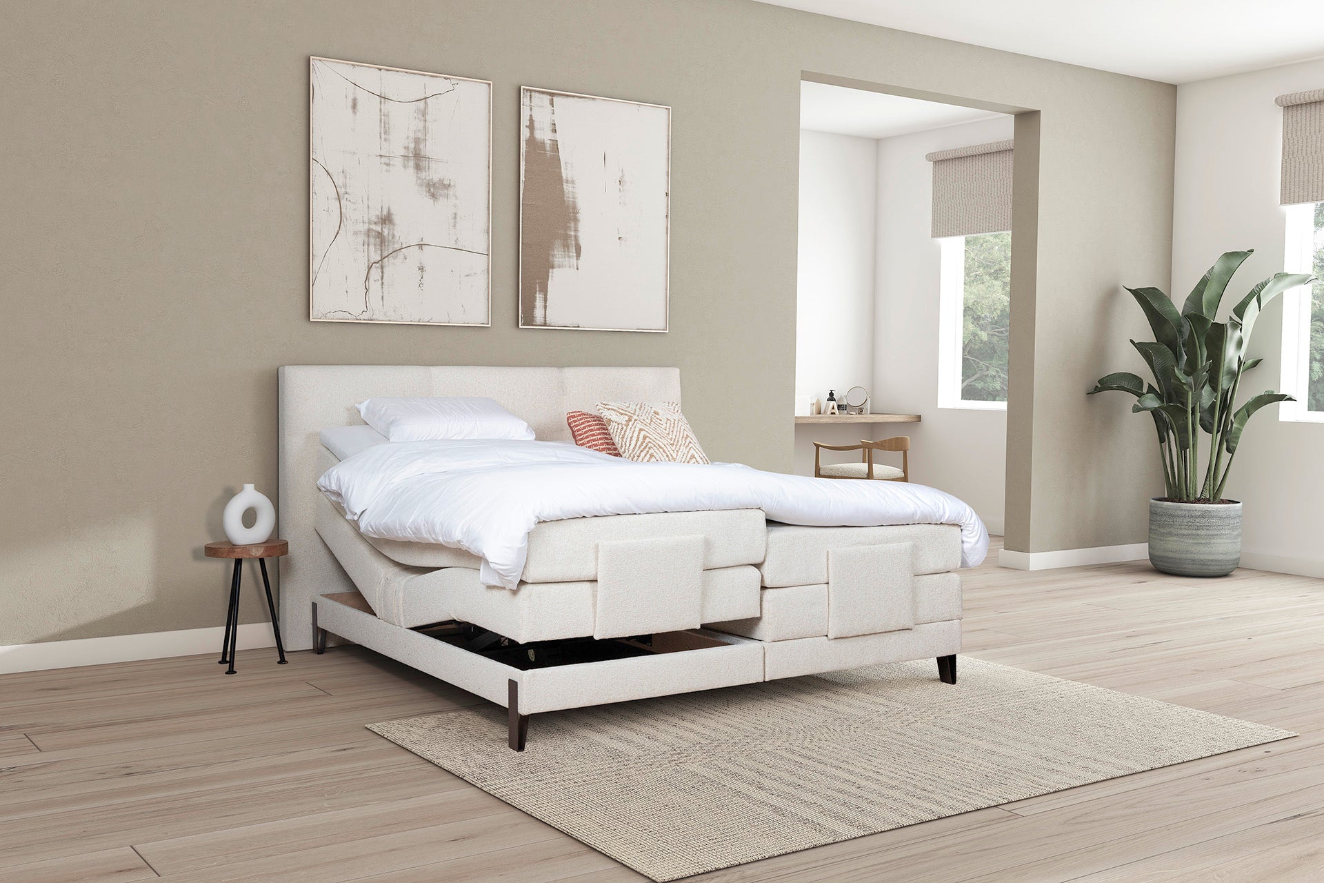 Bed Jorn met gestoffeerde matras en topper VLS