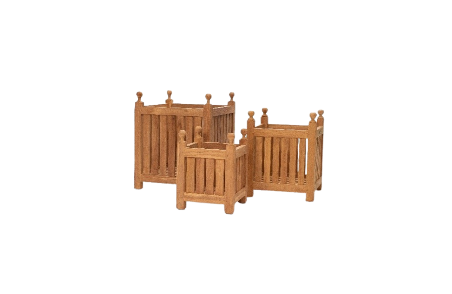 Bloembakken square met bollen, teak - PRN
