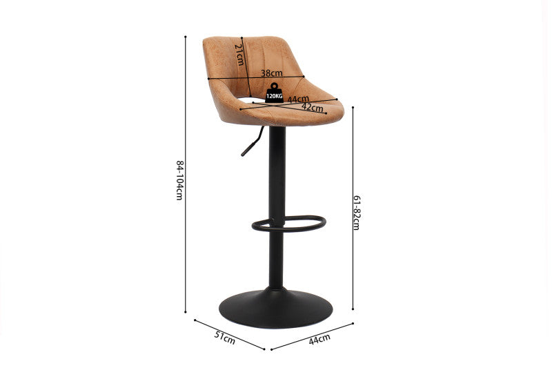 Counter- en barstoel Bella PU RS: zwart of cognac