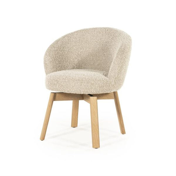 Armstoel Livia roterend - bruin/taupe/beige Hush - Eleo
